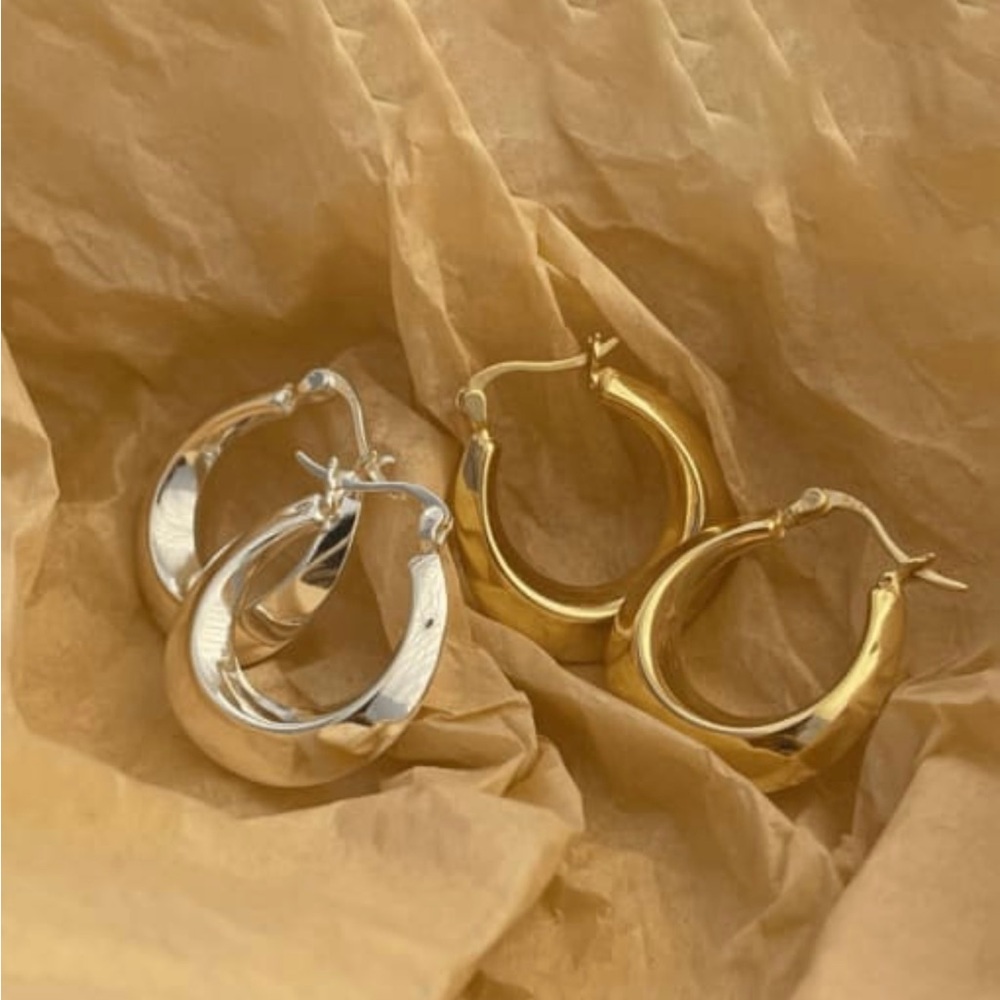 925 Sterling Silver U-Shaped Hoop Earrings #E14-3537